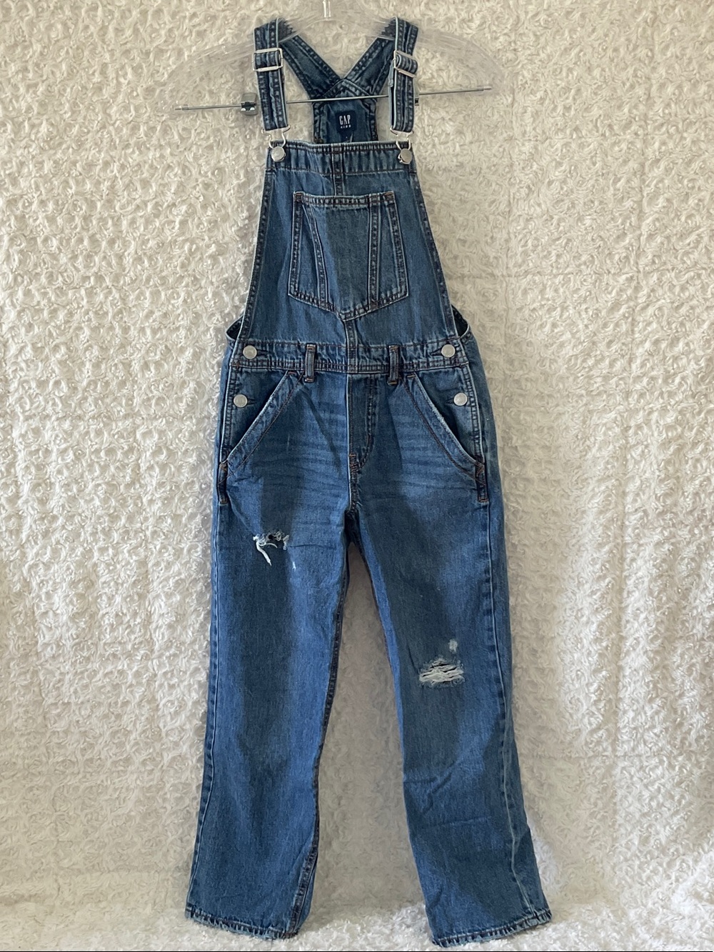 GAP Denim Blue Distressed Kids Overalls